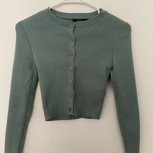 Green Cropped Cardigan
